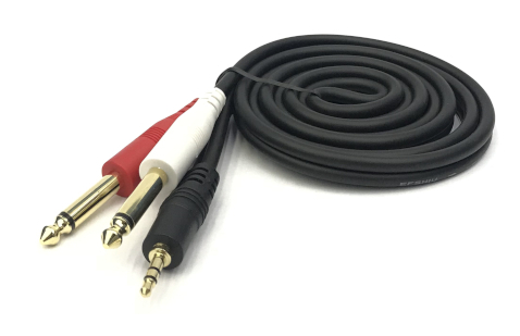 YX-1383 3.5mm Stereo Plug to 2x6.3mm Mono Plug YX-1383 1.5m Black